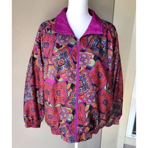 VTG Lavon Jacket Womens Medium‎ Pink Quilt Oversized Retro Bomber Style Pop Boho